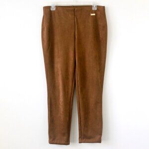 Rafaella Caramel Brown Vegan Suede Fitted High-Rise Leggings 10